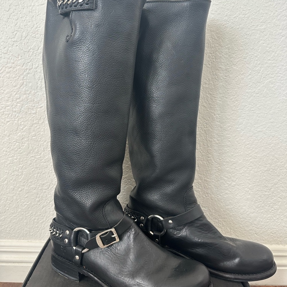 Black Leather Knee-High Boots